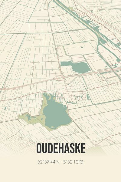 Vintage map of Oudehaske (Fryslan) by Prints of Place