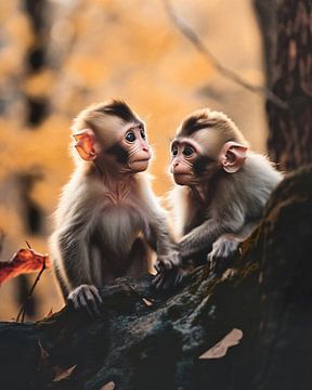 Twee jonge aapjes van fernlichtsicht