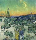 Ein Spaziergang in der Dämmerung, Vincent van Gogh von Meesterlijcke Meesters Miniaturansicht