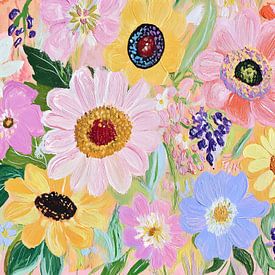 Colorful wildflower garden painting by IamHome Studio