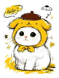 Chapeau « Pudding » avec un chat mignon – Hello Adorable Art