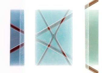 Abstract geometric triptych from blue to green by Lisette Rijkers