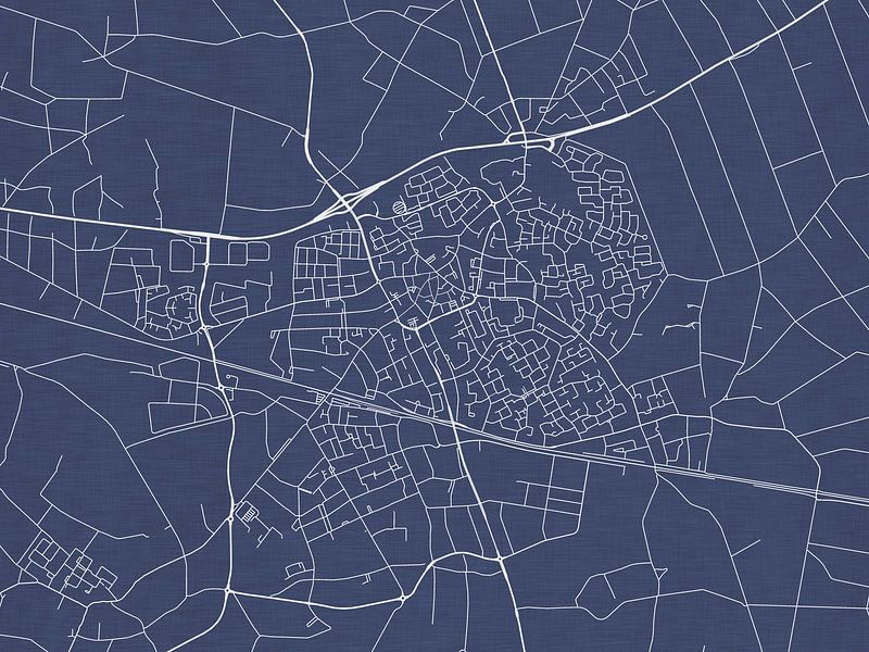 Map of Deurne in Royal Blue by De Kaartenwinkel