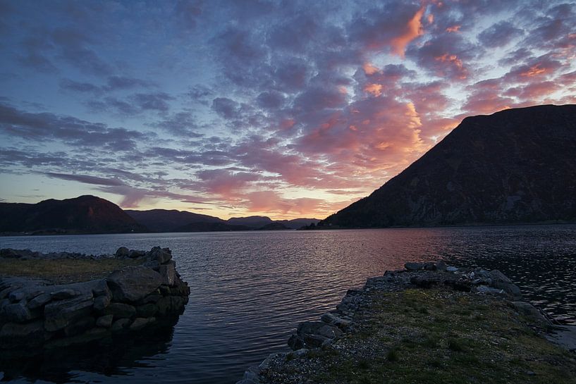 Harbour at the fjord in Norway at the blue hour by Martin Köbsch