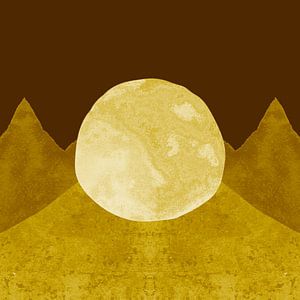 Goldener Mond in Ocker Bergen