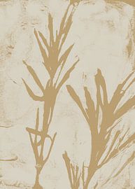 Ochre wall art botanical branches – minimalist wall decor by Dina Dankers