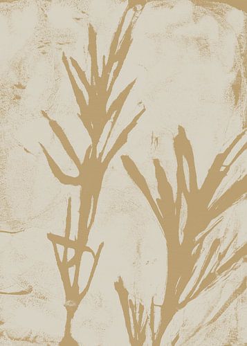 Oker wanddecoratie botanische takken – minimalistische wandkunst van Dina Dankers