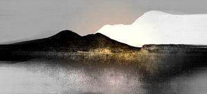 Japanisches Gebirge Japandi Grau Gold