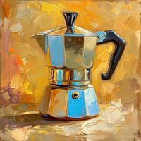 Coffee - Percolator - yellow ochre silver painting