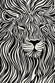 Abstracte leeuw in zwart-wit van Frank Daske | Foto & Design