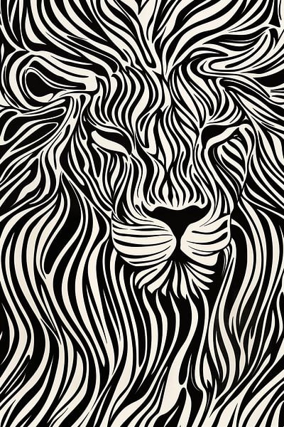 Lion abstrait en noir et blanc par Frank Daske | Foto & Design