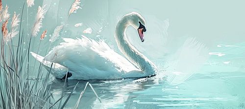 Zwanenschilderij | Quiet Reflection of a Swan