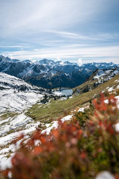 First fresh snow in autumn at Seealpsee with the Allgäu Alps in the background by Leo Schindzielorz