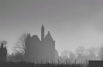 Kasteel Doornenburg in zwart wit