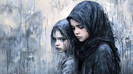 Zwei Mädchen in Armut