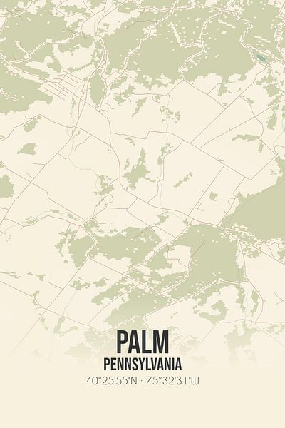 Carte ancienne de Palm (Pennsylvanie), États-Unis. par Affiches de lieux