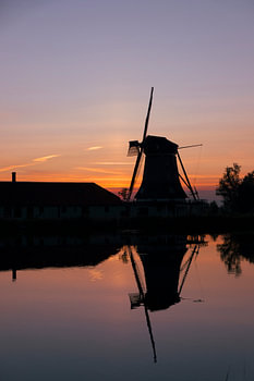 Dutch Windmill at Sunset