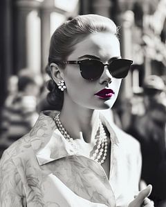 Femme mondaine Ashley avec diamants et lunettes de soleil