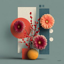 Abstrakt mit Blumen von Gelissen Artworks
