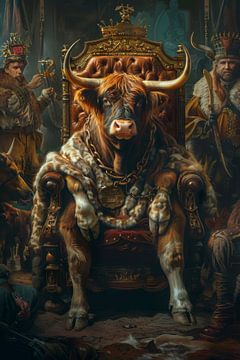 Scottish highlander old-fashioned painting of a strong king by Digitale Schilderijen