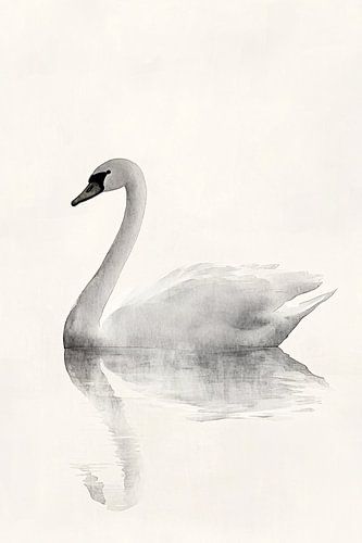 Minimalistische zwaan op kalm water