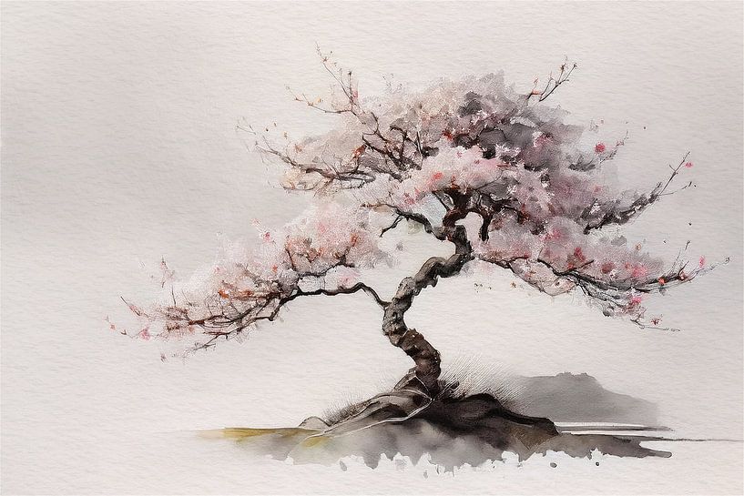 Tree with cherry blossom (Sakura) - Series: Japanese landscape - 2 by Studio Pieternel