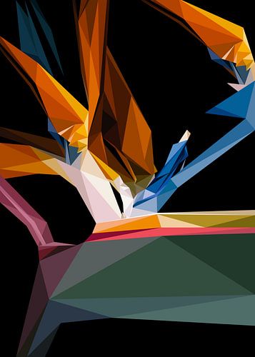 Abstracte close-up Strelitzia bloem lage poly kunst