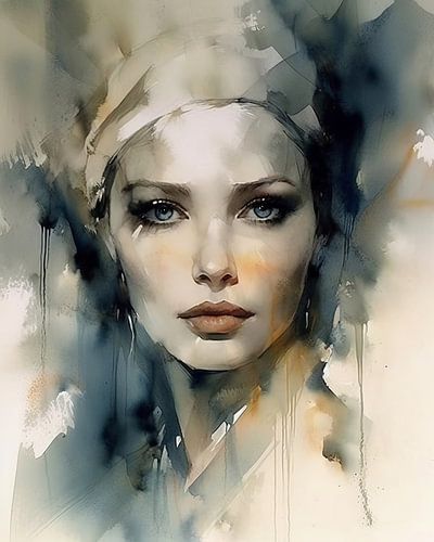Modernes Porträt in Aquarell