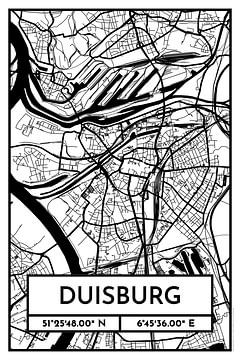 Duisburg – City Map Design Stadtplan Karte (Retro) von ViaMapia