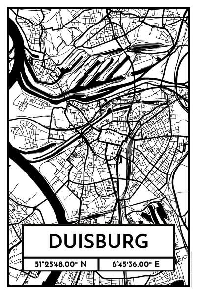 Duisburg – City Map Design Stadtplan Karte (Retro) von ViaMapia