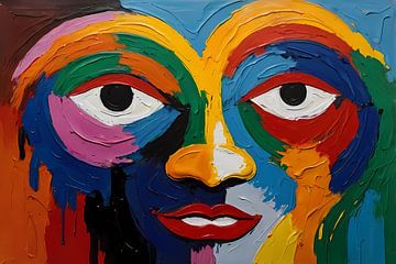 Abstract kleurrijk portret in moderne stijl van Art & Soul Creations