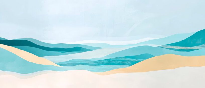 Douces collines dans les tons de bleu et de sable par Poster Art Shop