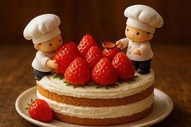 Zwei Köche mit großen Erdbeeren von Art & Soul Creations