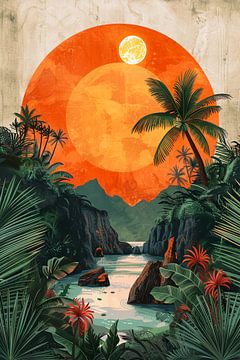 Coucher de soleil dans la jungle sur haroulita