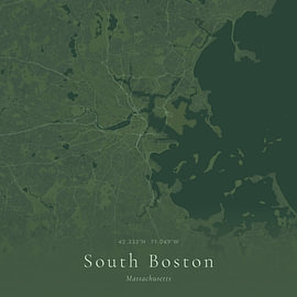 Historische Landkarte von South Boston, Vereinigte Staaten von Ortsdrucke