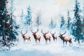 Elche im Winter von Poster Art Shop