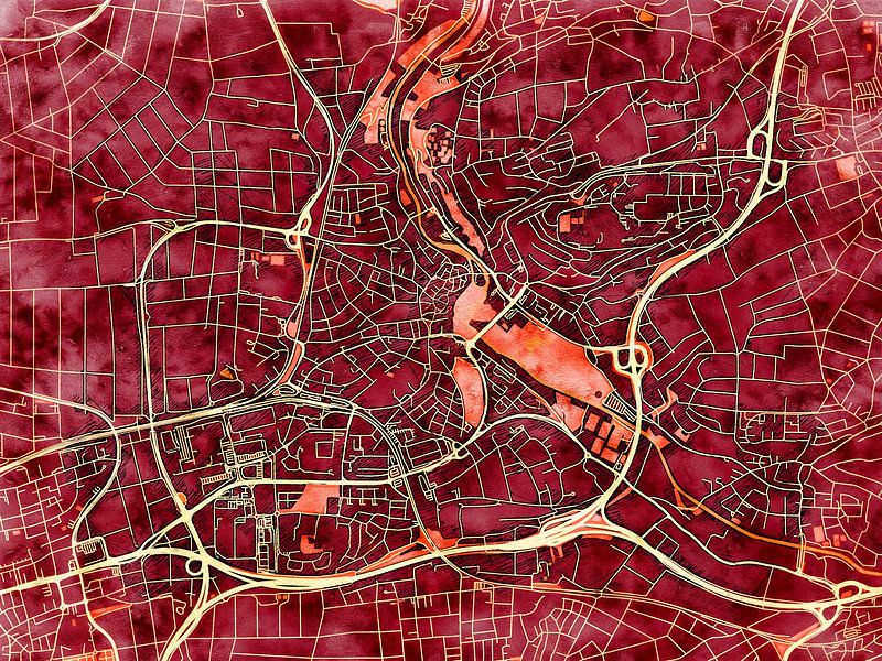 Map of Waiblingen with the style 'Amber Autumn' by Maporia