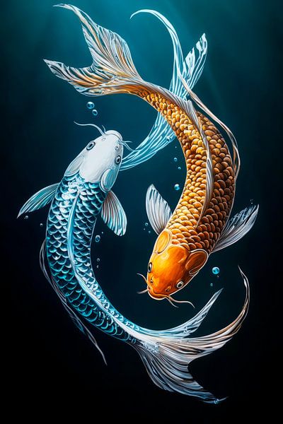 Koi fish in a harmonious dance - rich in detail by Poster Art Shop
