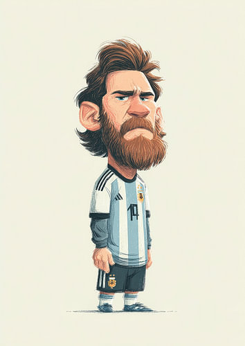 Minimalistische Fußball-Karikatur – Illustration eines stehenden Sportlers im Vintage-Skizzenstil
