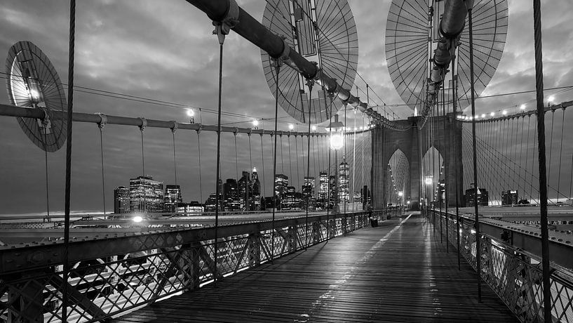 New York Brooklyn Bridge by Night by Kurt Krause