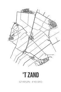 't Zand (Noord-Holland) | Karte | Schwarz und Weiß von Rezona