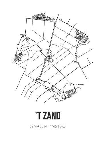 't Zand (Noord-Holland) | Landkaart | Zwart-wit