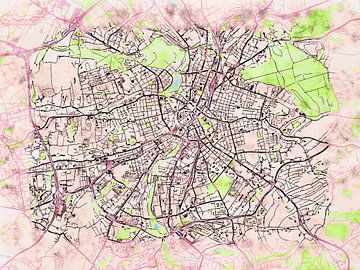 Map of Chemnitz with the style 'Soothing Spring' by Maporia