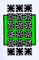 Black and white flowers in green