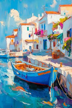 Blue boat water by Poster Art Shop