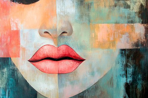 Gezicht van kleuren - abstracte schoonheid Lippen van dromen