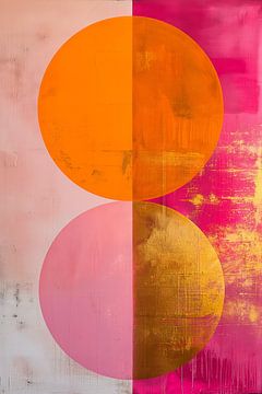 Cirkels in roze, magenta, oranje en goud - 1 van Marianne Ottemann - OTTI