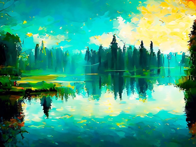 Landschap met meer van Mustafa Kurnaz