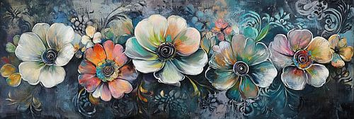 Abstracte Bloemen op Donker