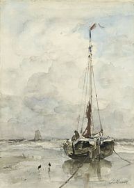 Vissersscheepje op het strand, Jacob Maris